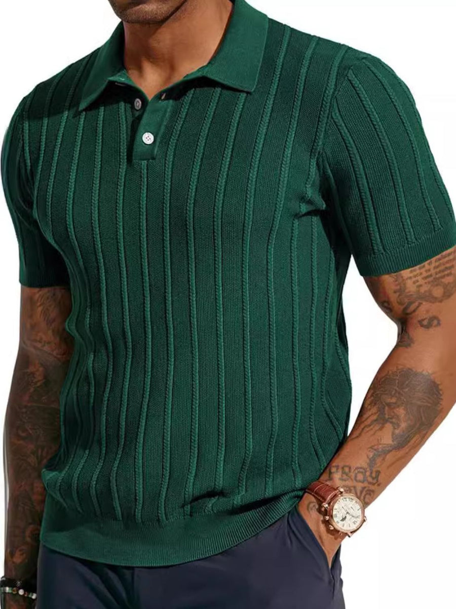 Men's Full Size Button Detail Short Sleeve Polo Plus Size - Opulent Empire
