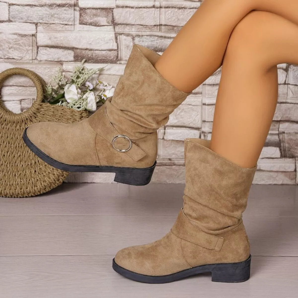 Finley Fiorenza — Round Toe Block Heels Boots Fashion Footwear, alternate view 6