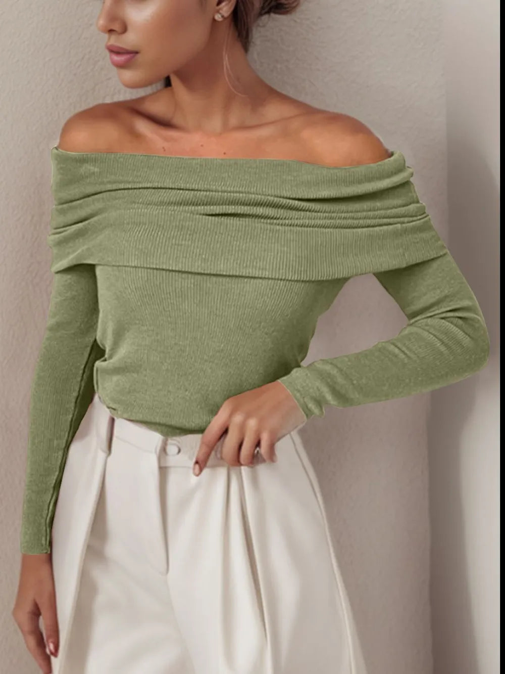 Lior Rousseau — Off-Shoulder Long Sleeve Sweater, alternate view 7