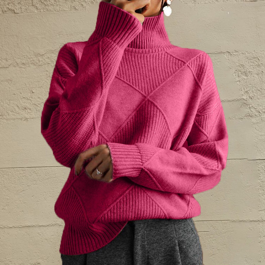Emery Rivière — Geometric Turtleneck Long Sleeve Sweater