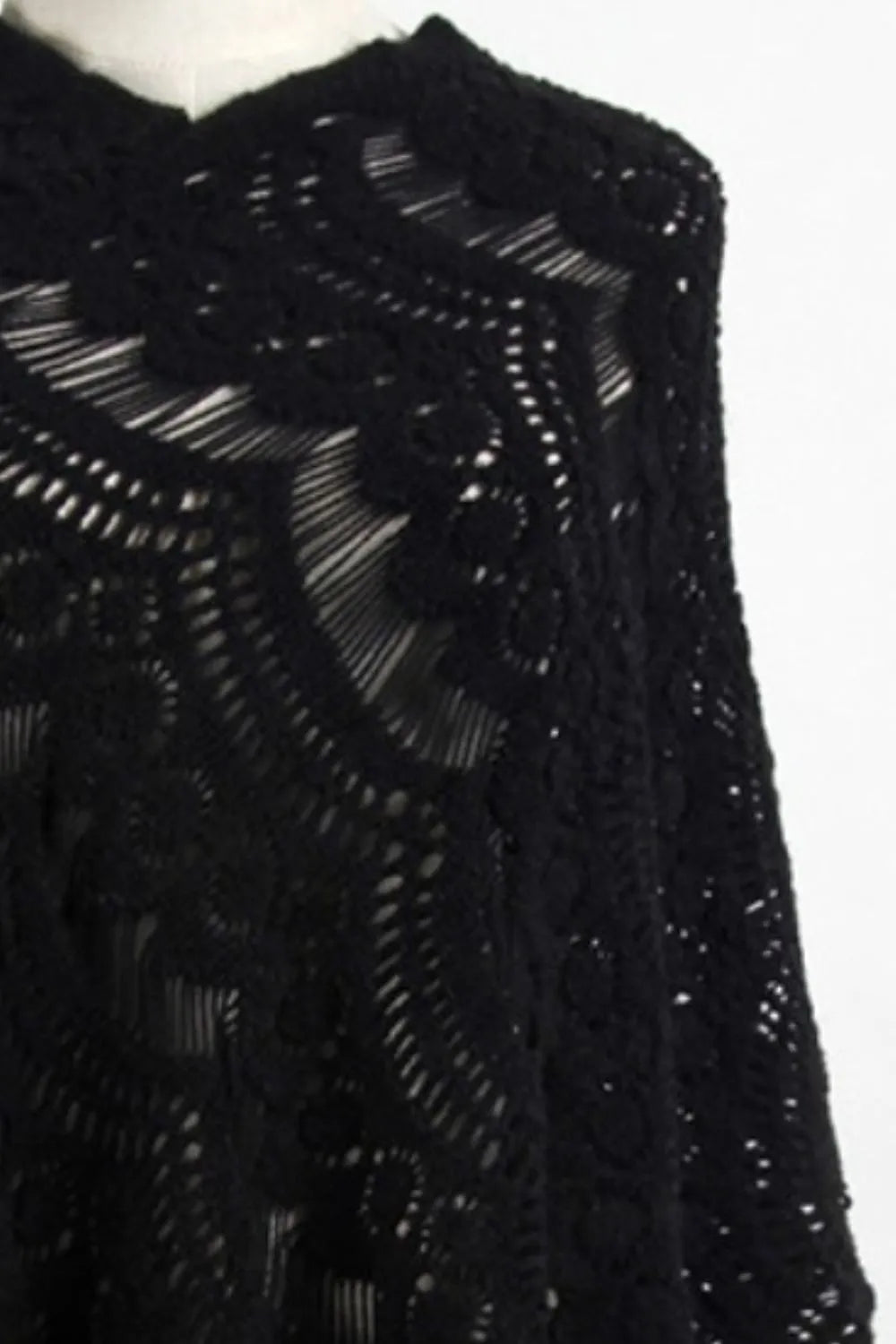 Lake Versailles — Fringe Openwork Surplice Cape Sleeve Poncho, alternate view 14