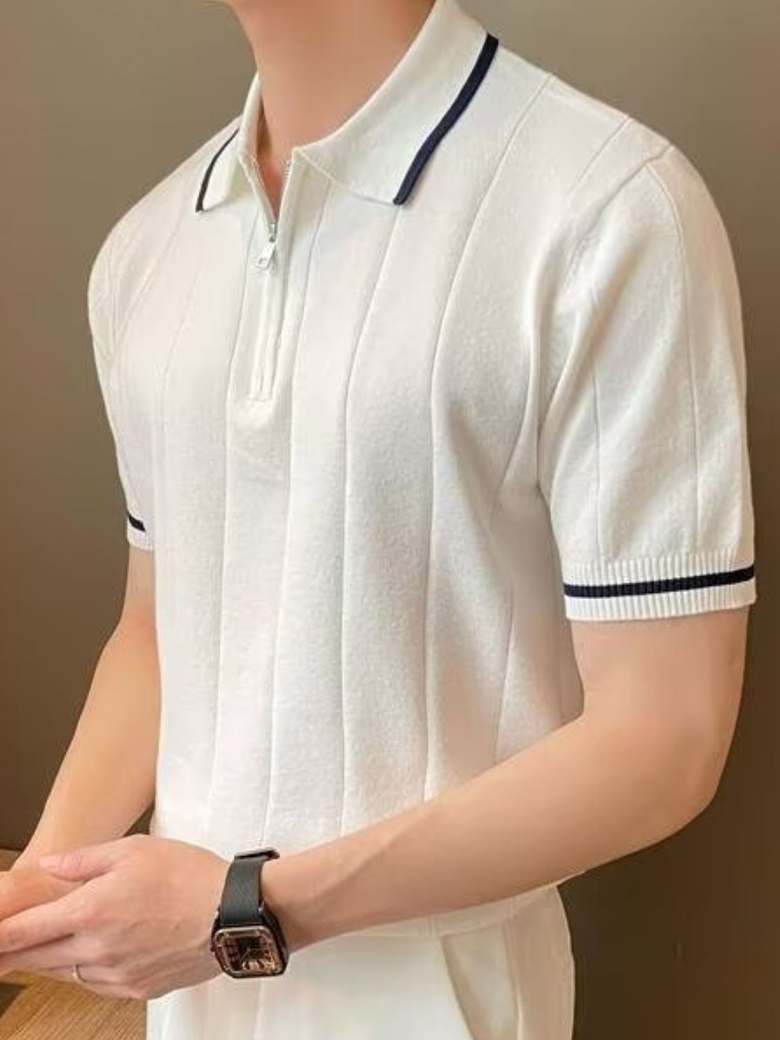 Julian Beaumont — Men's Plus Size Quarter Zip Short Sleeve Polo Men's Tailored Shorts, alternate view 6
