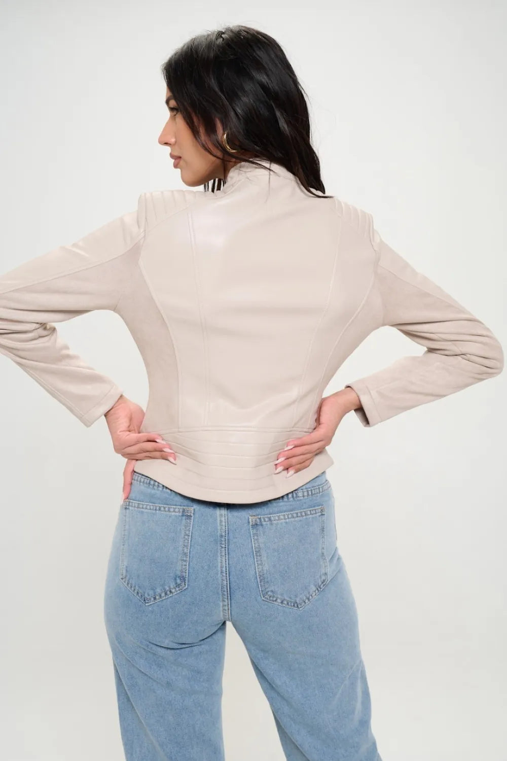 Paris Saint-Clair — Coalition LA Zip Up Vegan Moto Jacket, alternate view 2