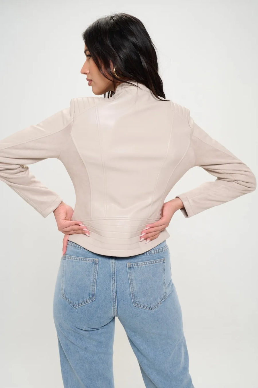 Paris Saint-Clair — Coalition LA Zip Up Vegan Moto Jacket, alternate view 2