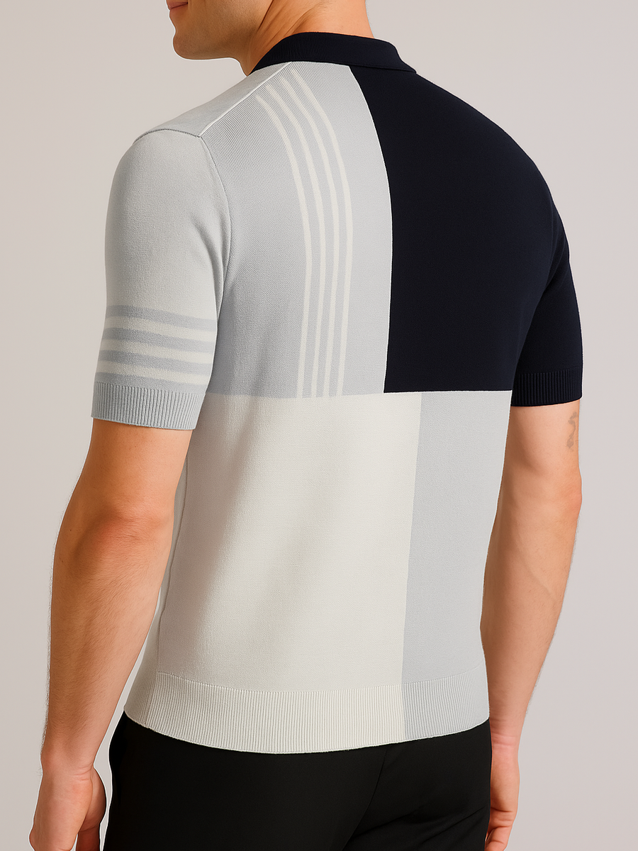 Men's Plus Size Color Block Short Sleeve Polo - Opulent Empire