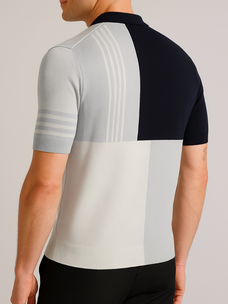 Men's Plus Size Color Block Short Sleeve Polo - Opulent Empire