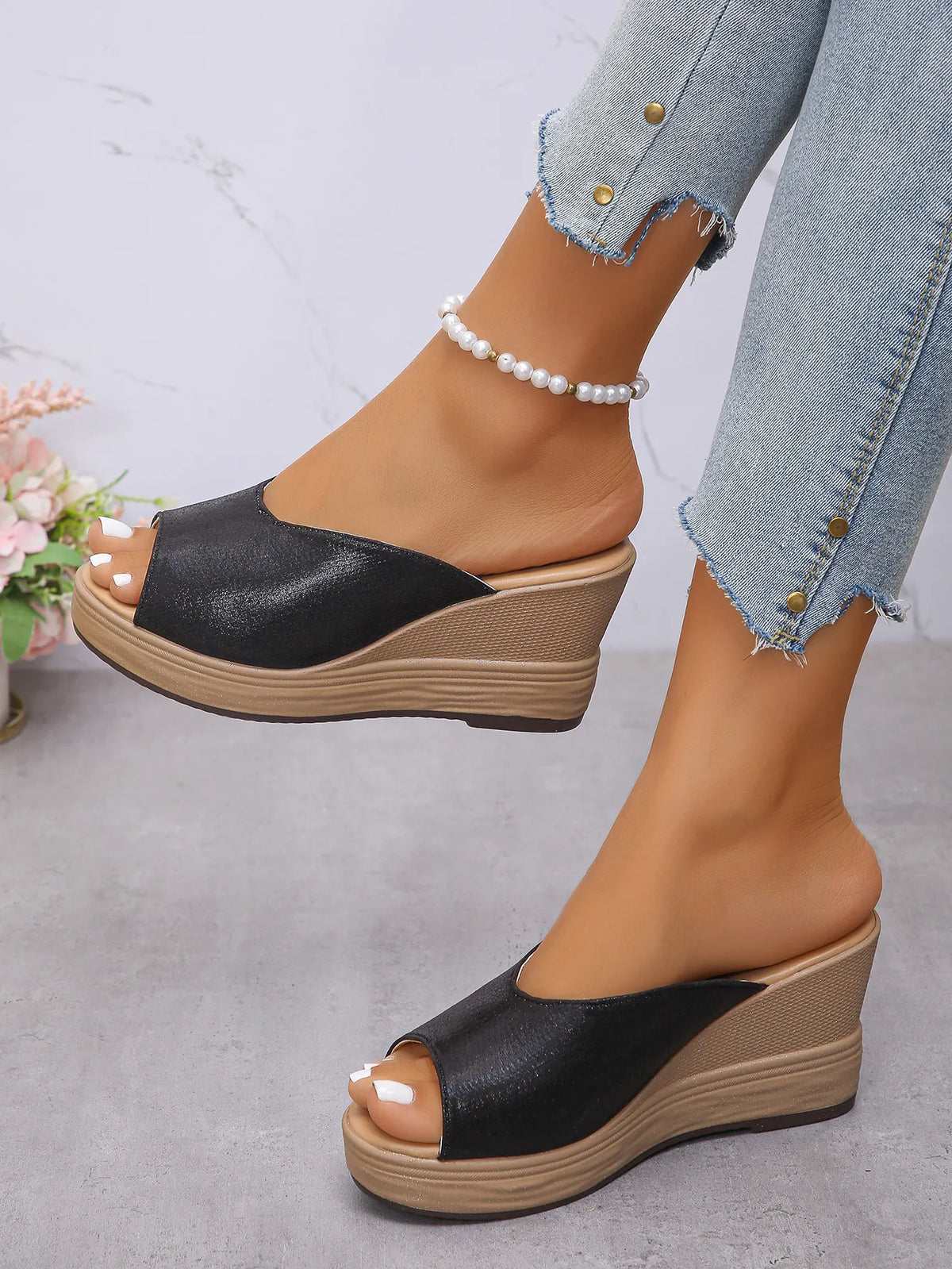 Quinn Allegra — Peep Toe Wedge Sandals Fashion Footwear, alternate view 7