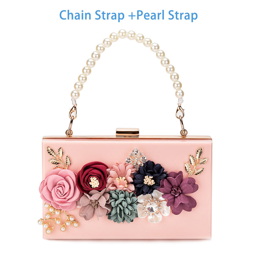 Transparent flower acrylic square bag