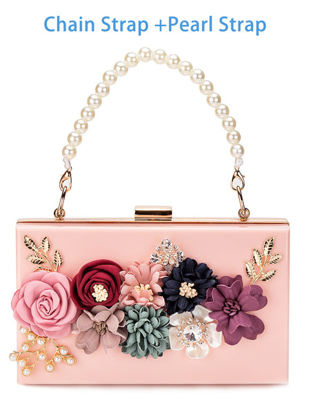 Transparent flower acrylic square bag