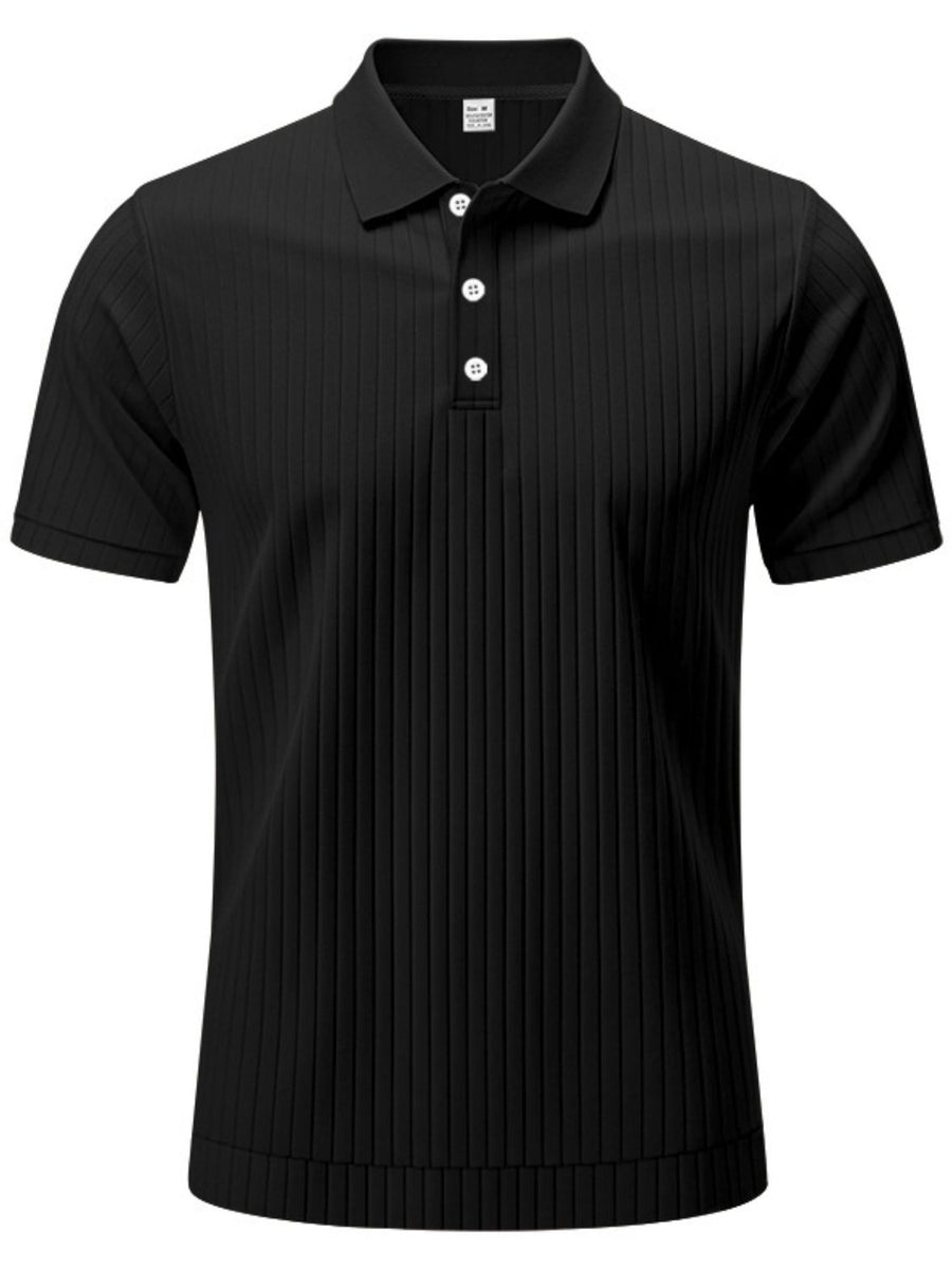 Men's Full Size Ribbed Short Sleeve Polo Plus Size - Opulent Empire