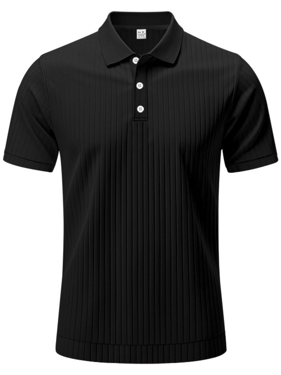 Matteo — Men's Full Size Ribbed Short Sleeve Polo Plus Size Men's Tailored Shorts, alternate view 4