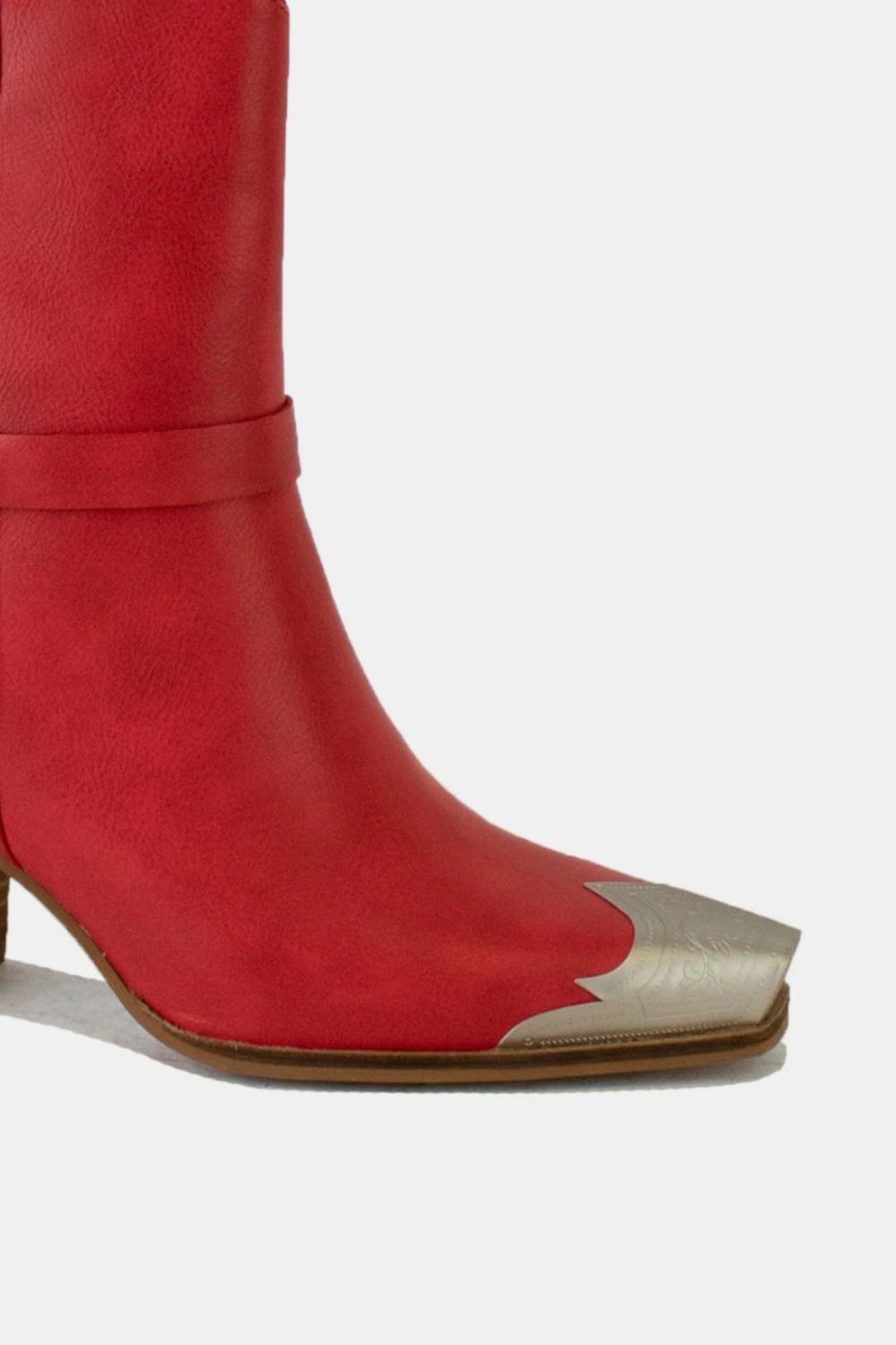 Noa Beaumont — Beast Fashion Faux Leather Metal Toe Ankle Boots Red Fashion Footwear, alternate view 3