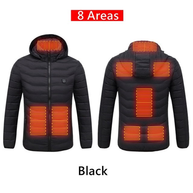 Boreal Arden black hooded jacket, 8-zone heating illustration