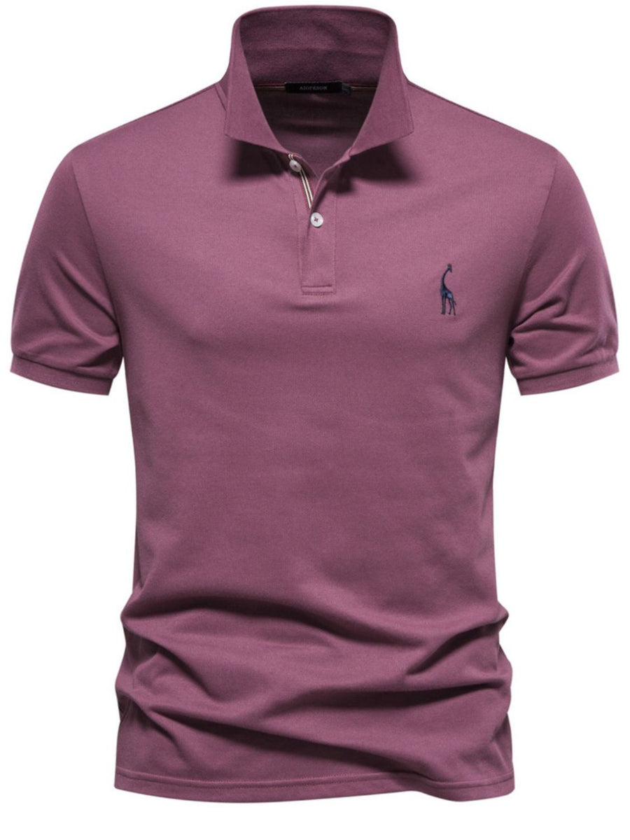 Men's Giraffe Embroidered Short Sleeve Polo - Opulent Empire