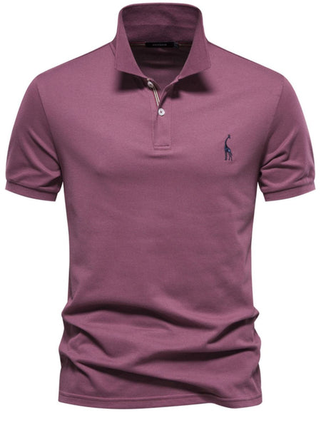 Men's Giraffe Embroidered Short Sleeve Polo - Opulent Empire