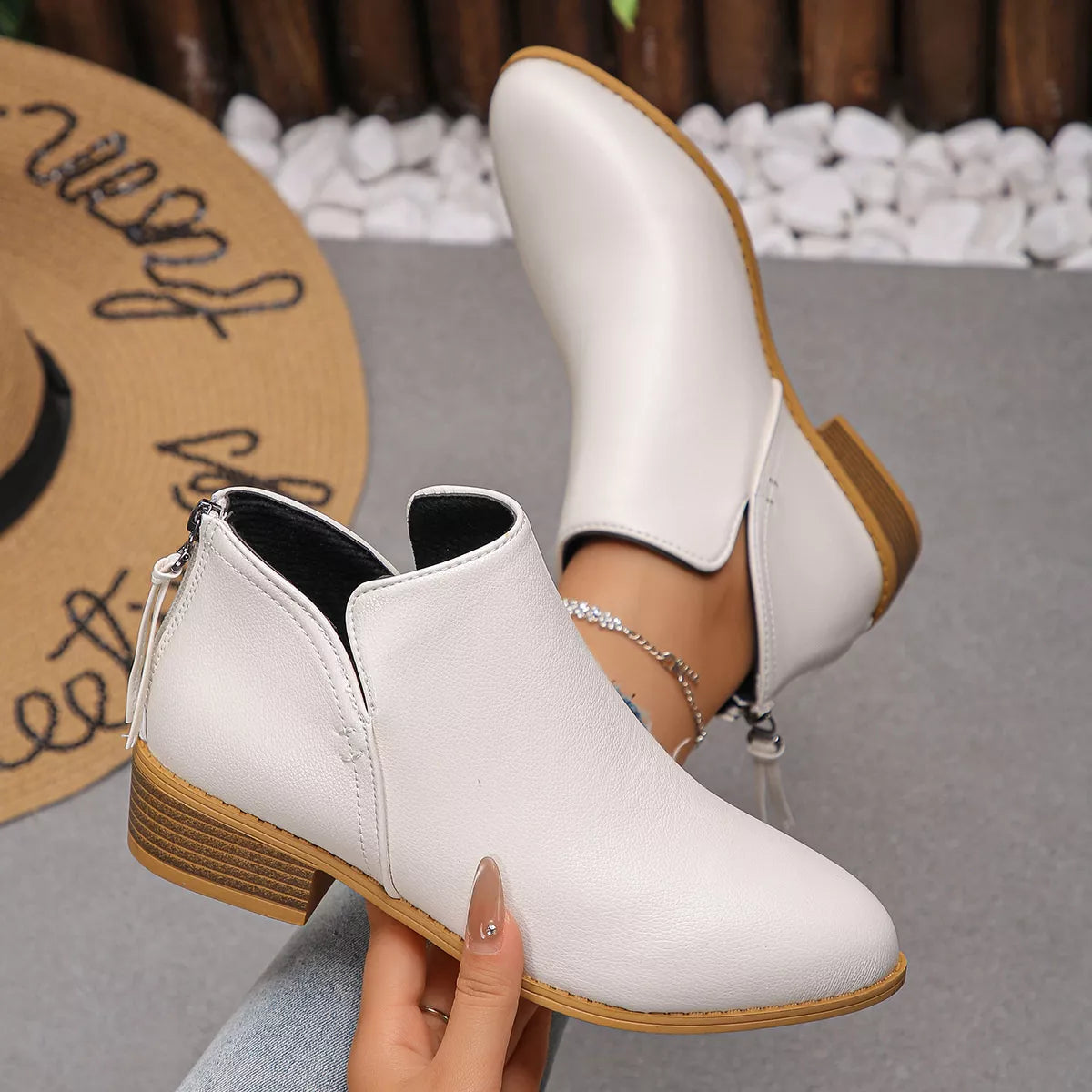 Indigo Marino — Point Toe Block Heels Boots Fashion Footwear, alternate view 9