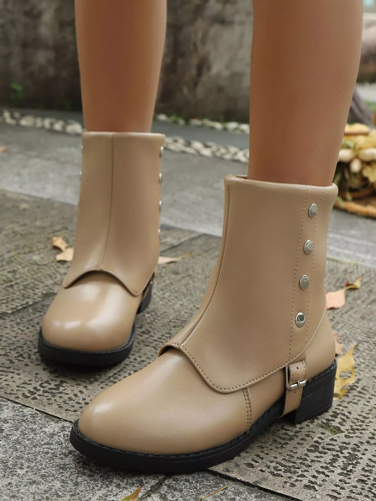Lior Fiorenza — Buckle Block Heels Boots Fashion Footwear, alternate view 6