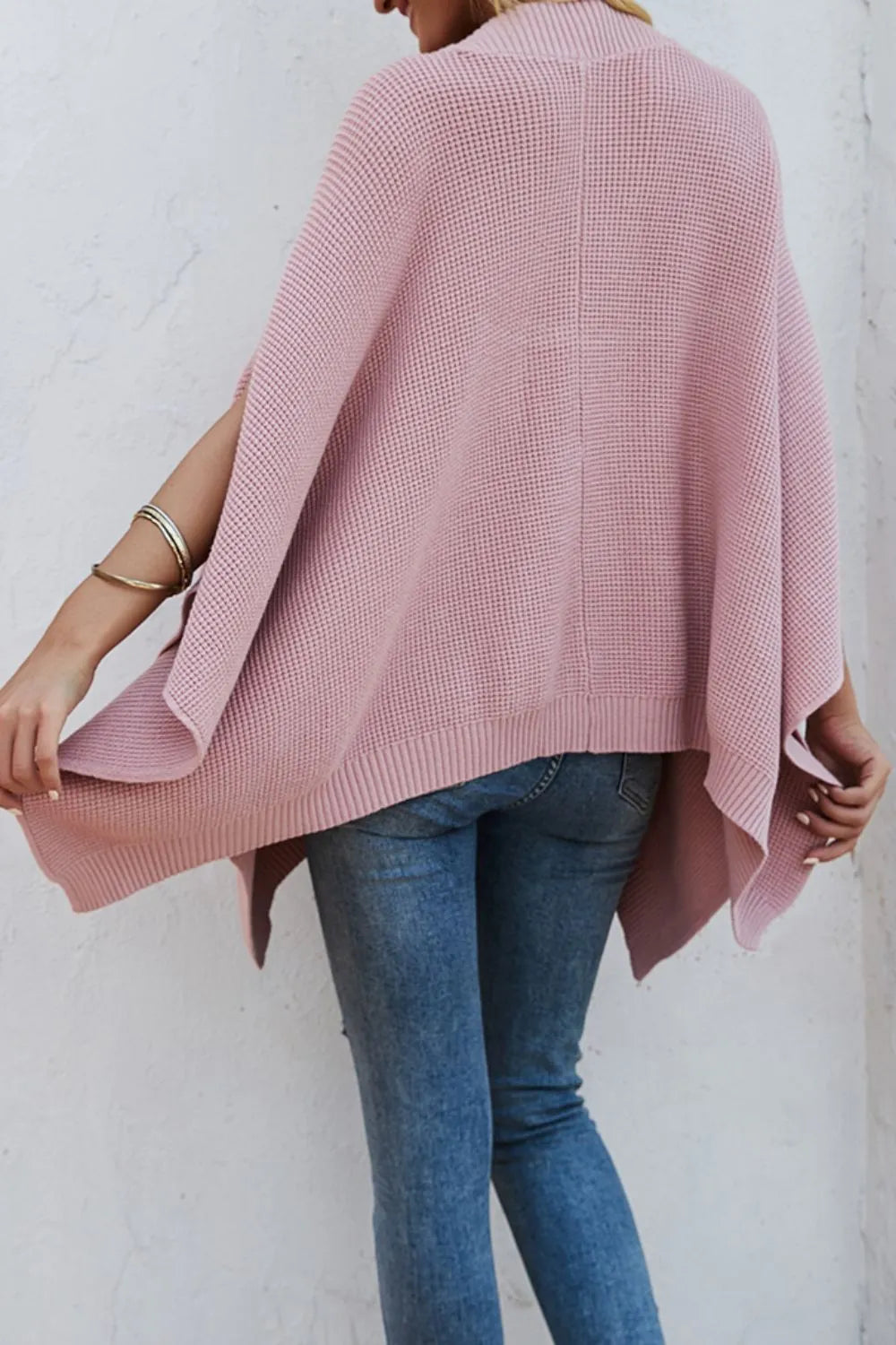 Hollis Versailles — Waffle-Knit Pocketed Cape Sleeve Sweater, alternate view 8