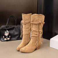 Noa Fiorenza — Point Toe Block Heels Boots Apricot Fashion Footwear, alternate view 3