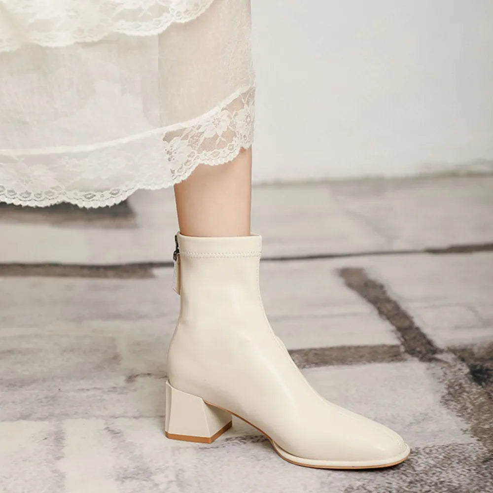 Darcy Sorrento — Round Toe Block Heels Boots Fashion Footwear, alternate view 8