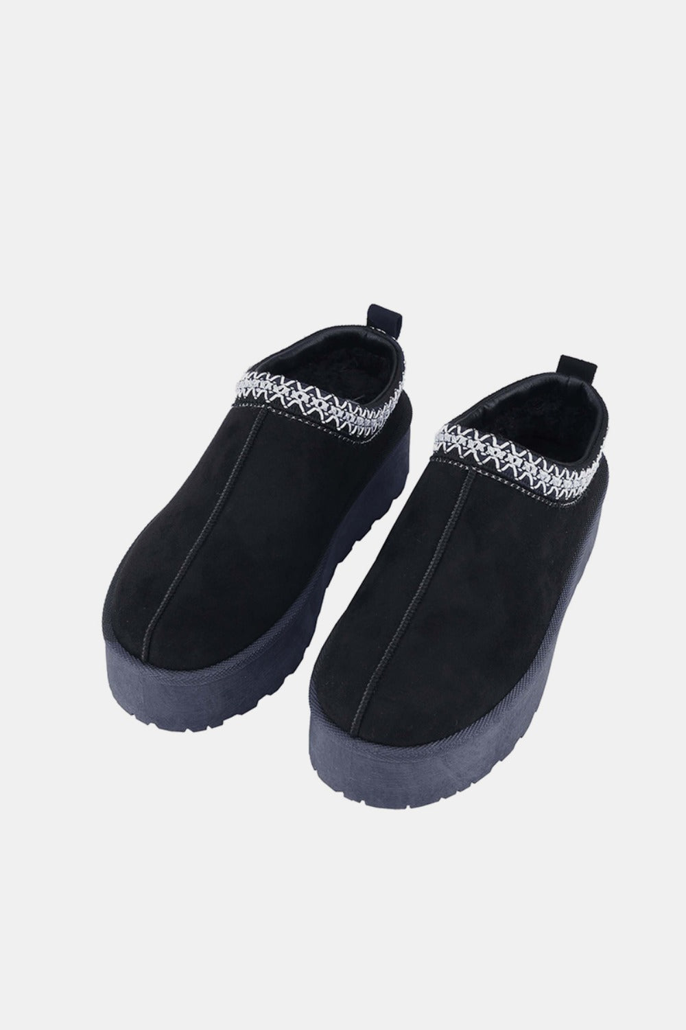 Lior Laurent — Weeboo Platform Embroidered Trim Slip-On Boots Black Fashion Footwear, alternate view 2