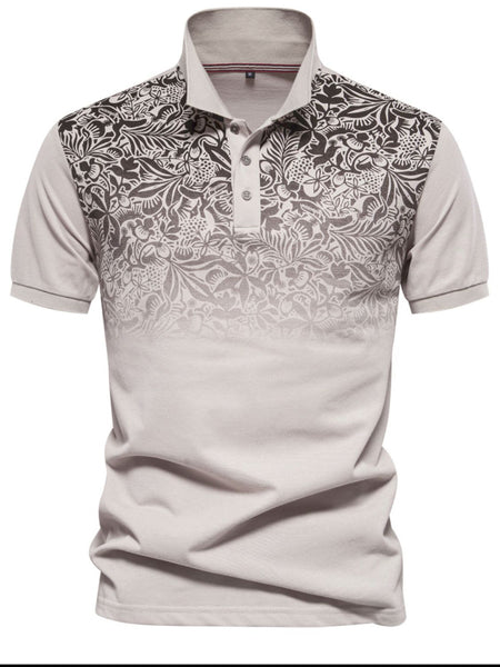 Men's Printed Collared Neck Short Sleeve Polo - Opulent Empire