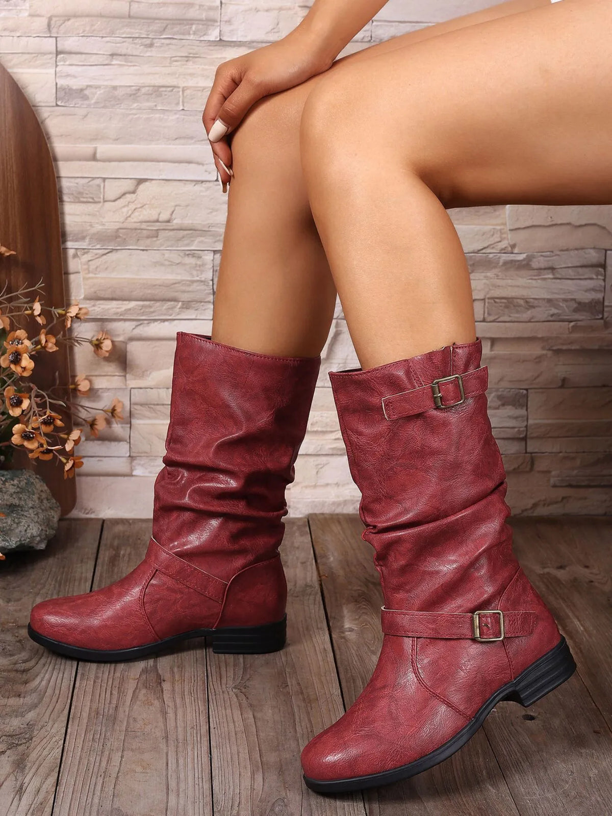 Cove Allegra — Round Toe Boots with Buckle Details Fashion Footwear, alternate view 4