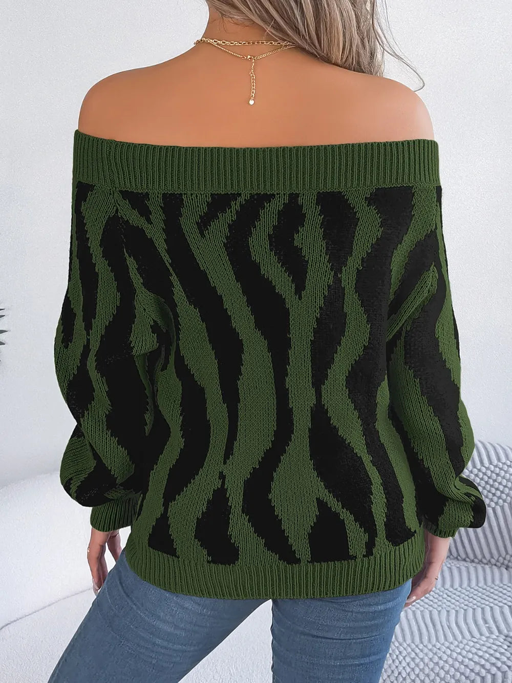 Rowan Bellamy — Off-Shoulder Animal Print Long Sleeve Sweater, alternate view 8