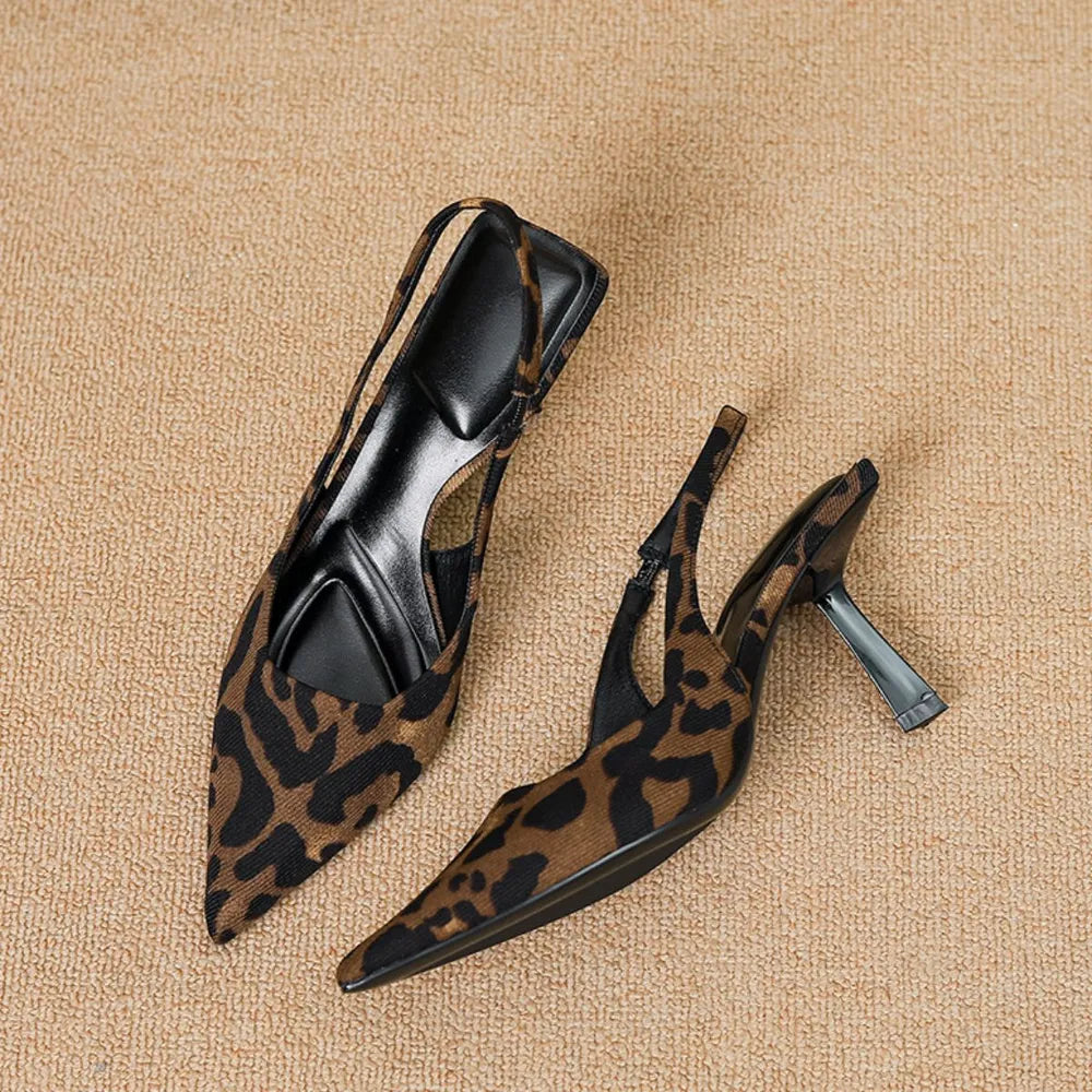 Sage Sorrento — Leopard Point Toe Slingback Pumps Leopard Fashion Footwear, alternate view 3