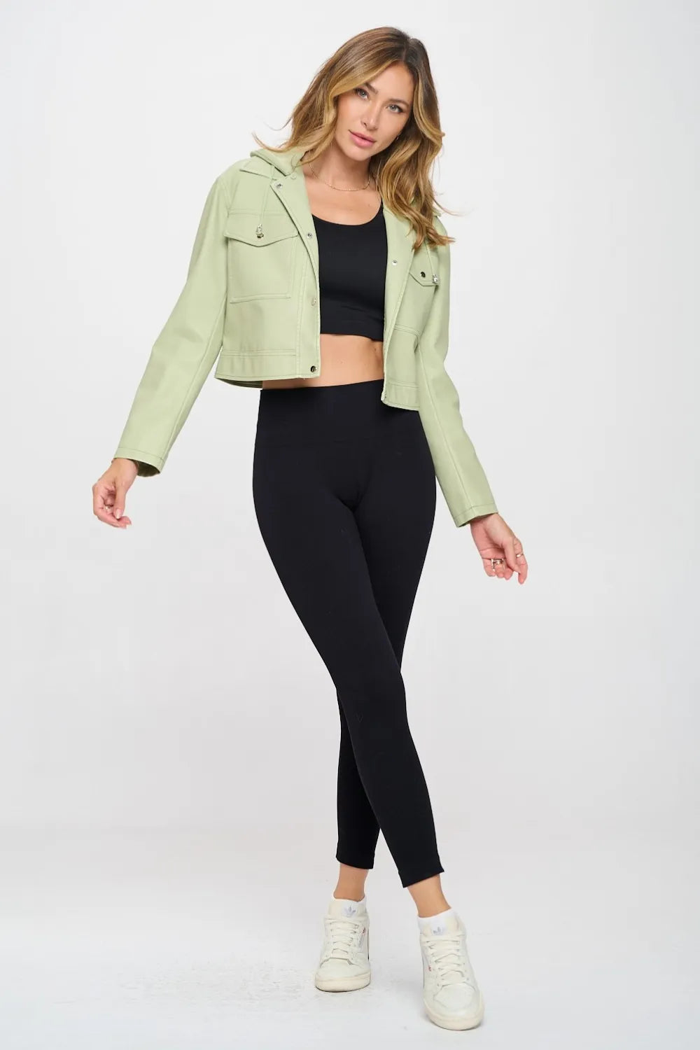 Sage Saint-Clair — Coalition LA Snap Down Cropped Hooded Jacket, alternate view 5