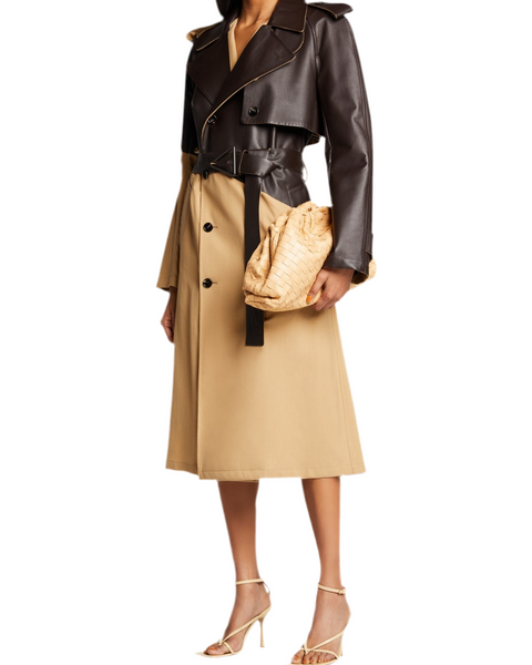 Kymara™ | Suit Collar Leather Trench Coat