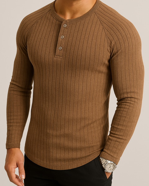 Orlando Beaumont — Men's Full Size Ribbed Round Neck Long Sleeve T-Shirt Plus Size, alternate view 4
