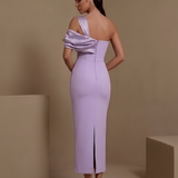 Violette D’Arcy — Asymmetric Satin Draped Ruched Bandage Dress, alternate view 4