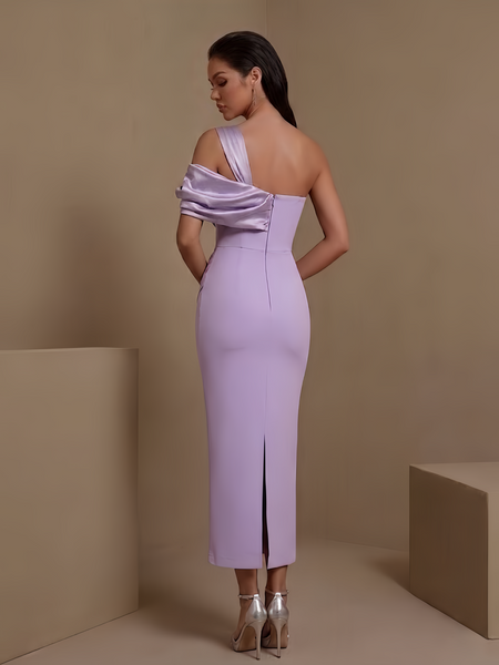 Violette D’Arcy — Asymmetric Satin Draped Ruched Bandage Dress, alternate view 4