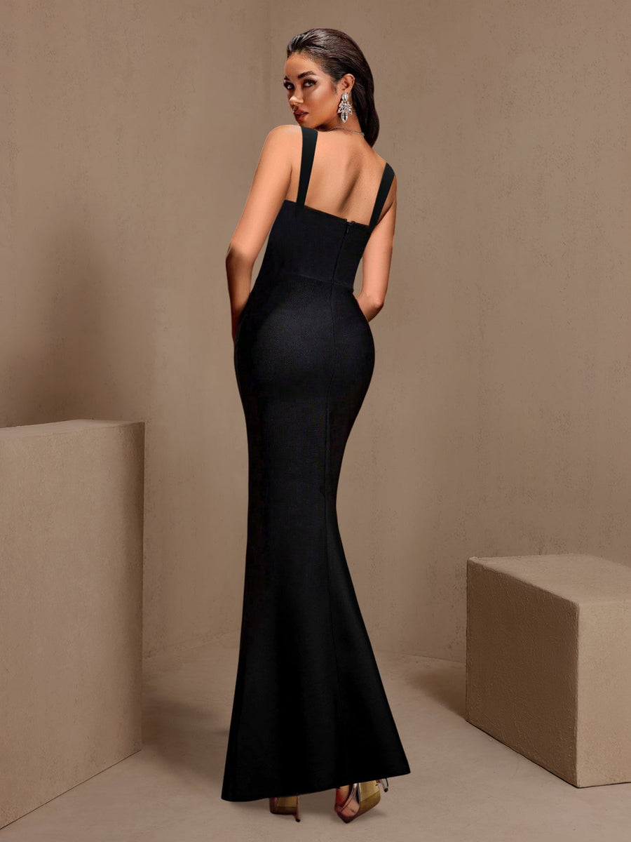 Elegantes, kristallverziertes Bandage-Maxikleid