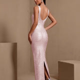 Auréline Duval — Luxury Gold-Foil Bandage Maxi Dress, alternate view 5