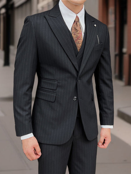 Carlo™ | Premium Three-Piece Striped Suit
