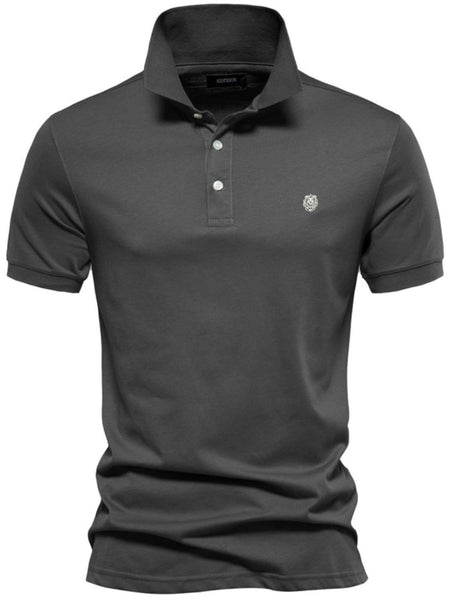 Men's Embroidered Collared Short Sleeve Polo - Opulent Empire