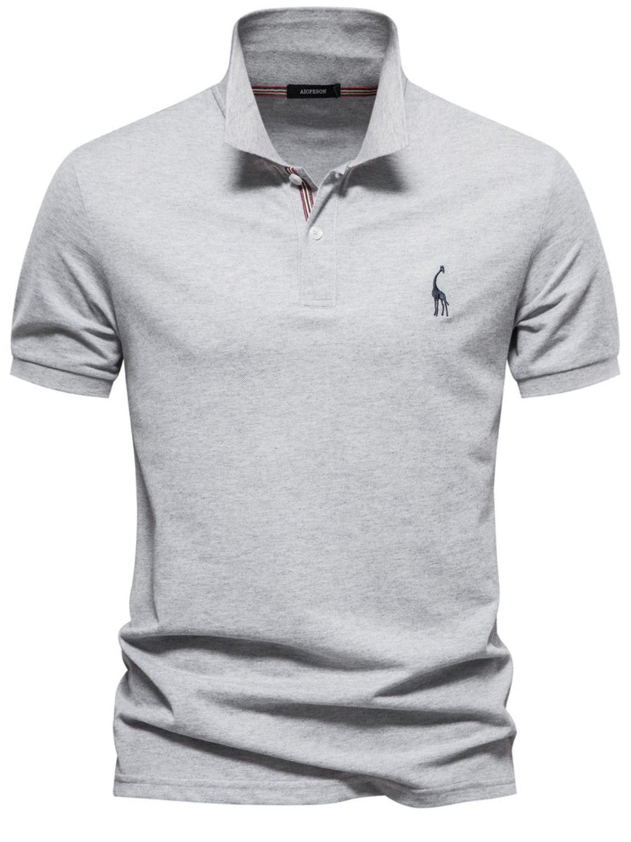 Men's Giraffe Embroidered Short Sleeve Polo - Opulent Empire
