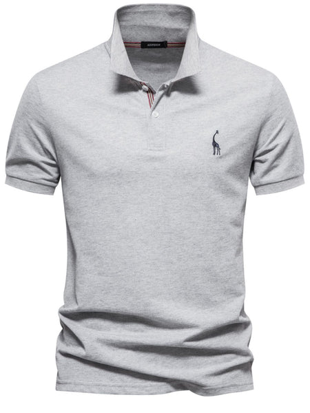 Men's Giraffe Embroidered Short Sleeve Polo - Opulent Empire
