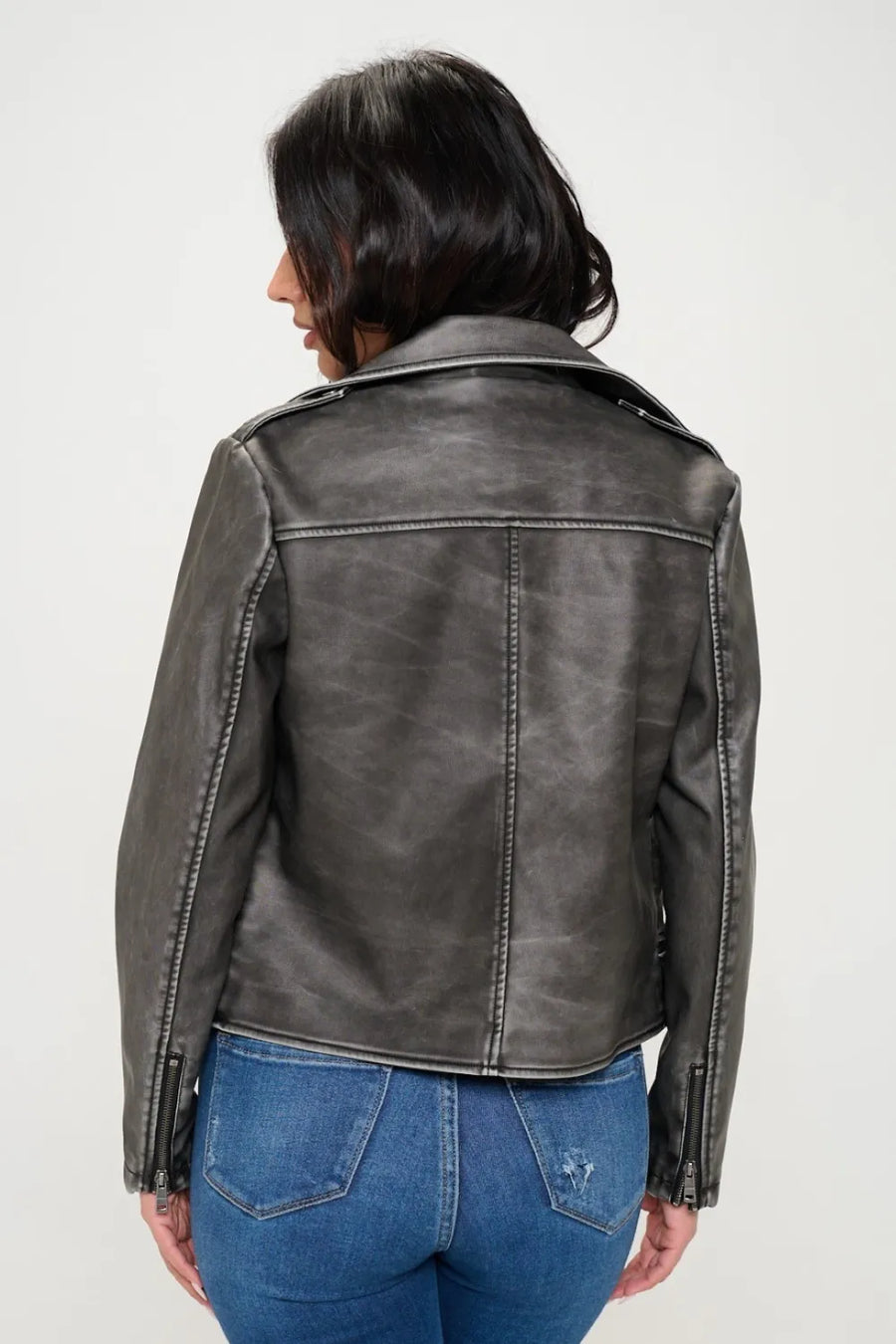 Cove Saint-Clair — Coalition LA Zip Up Biker Jacket with Belt, alternate view 2