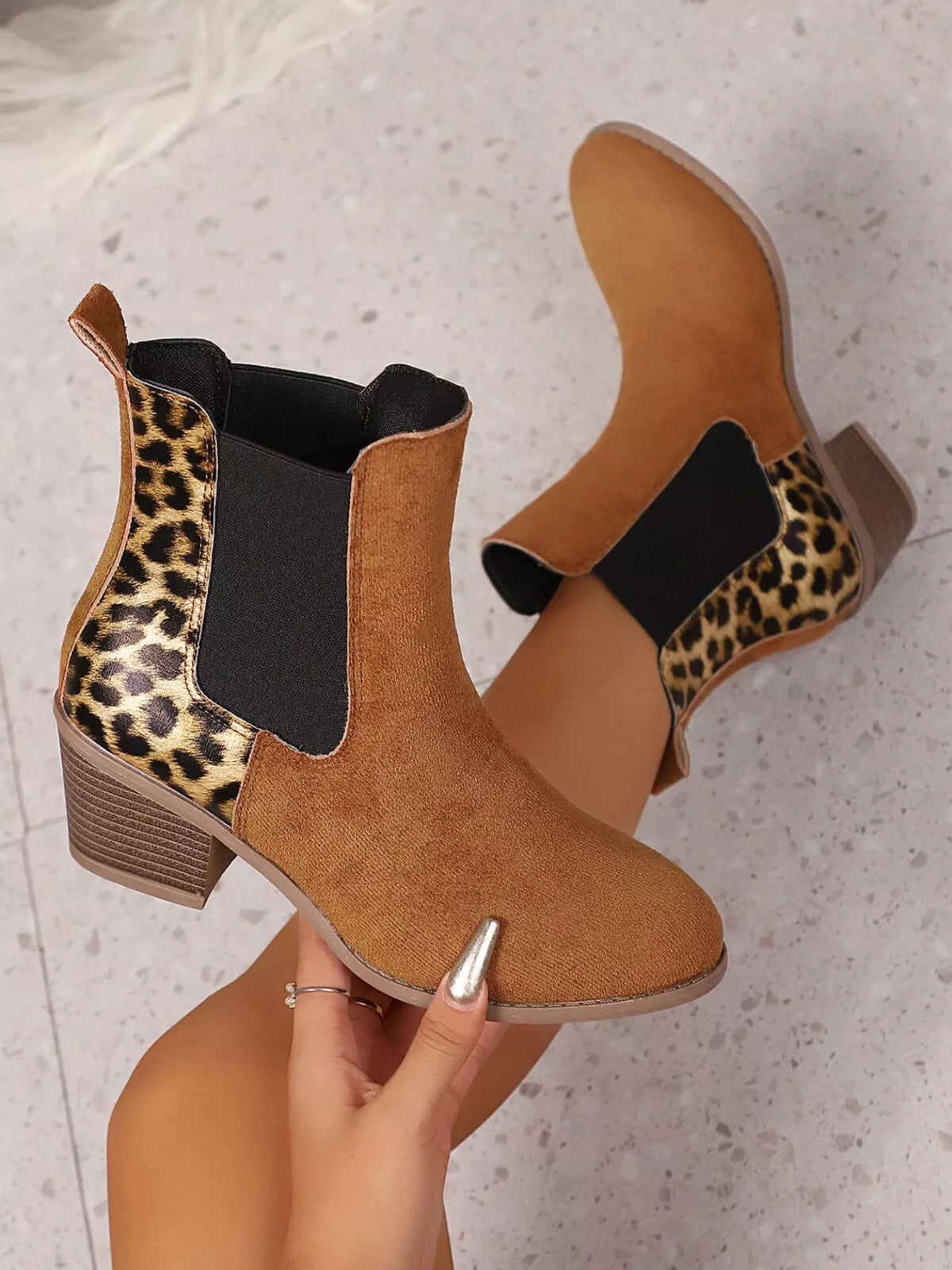 Darcy Bellini — Leopard Print Chelsea Ankle Boots with Block Heel, alternate view 4