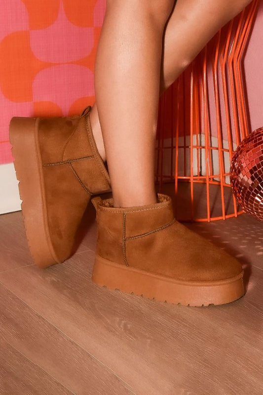 WILD DIVA Suede Round Toe Platform Booties - Opulent Empire