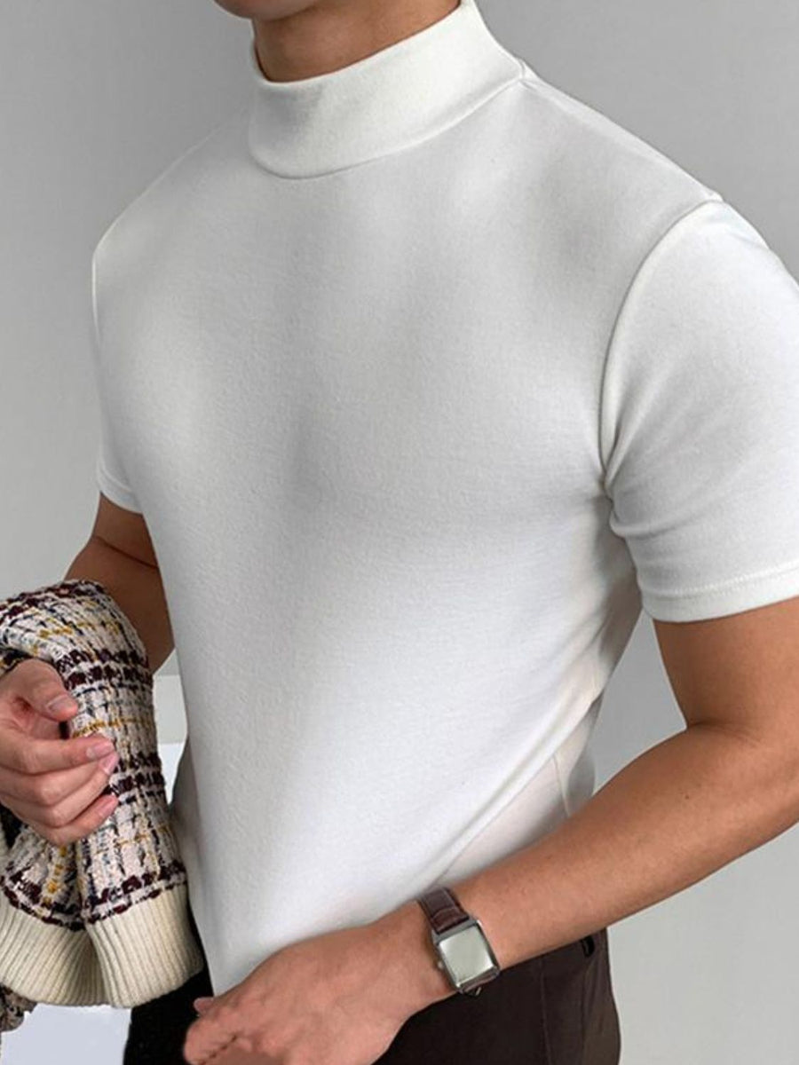 Dominic — Men's Full Size Mock Neck Short Sleeve T-Shirt Plus Size, alternate view 2