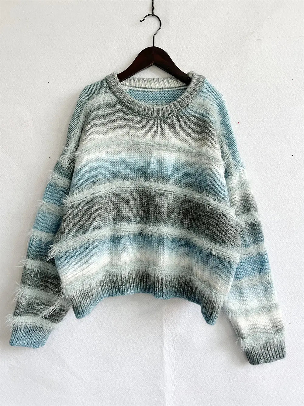 True Rivière — Striped Round Neck Long Sleeve Sweater, alternate view 15