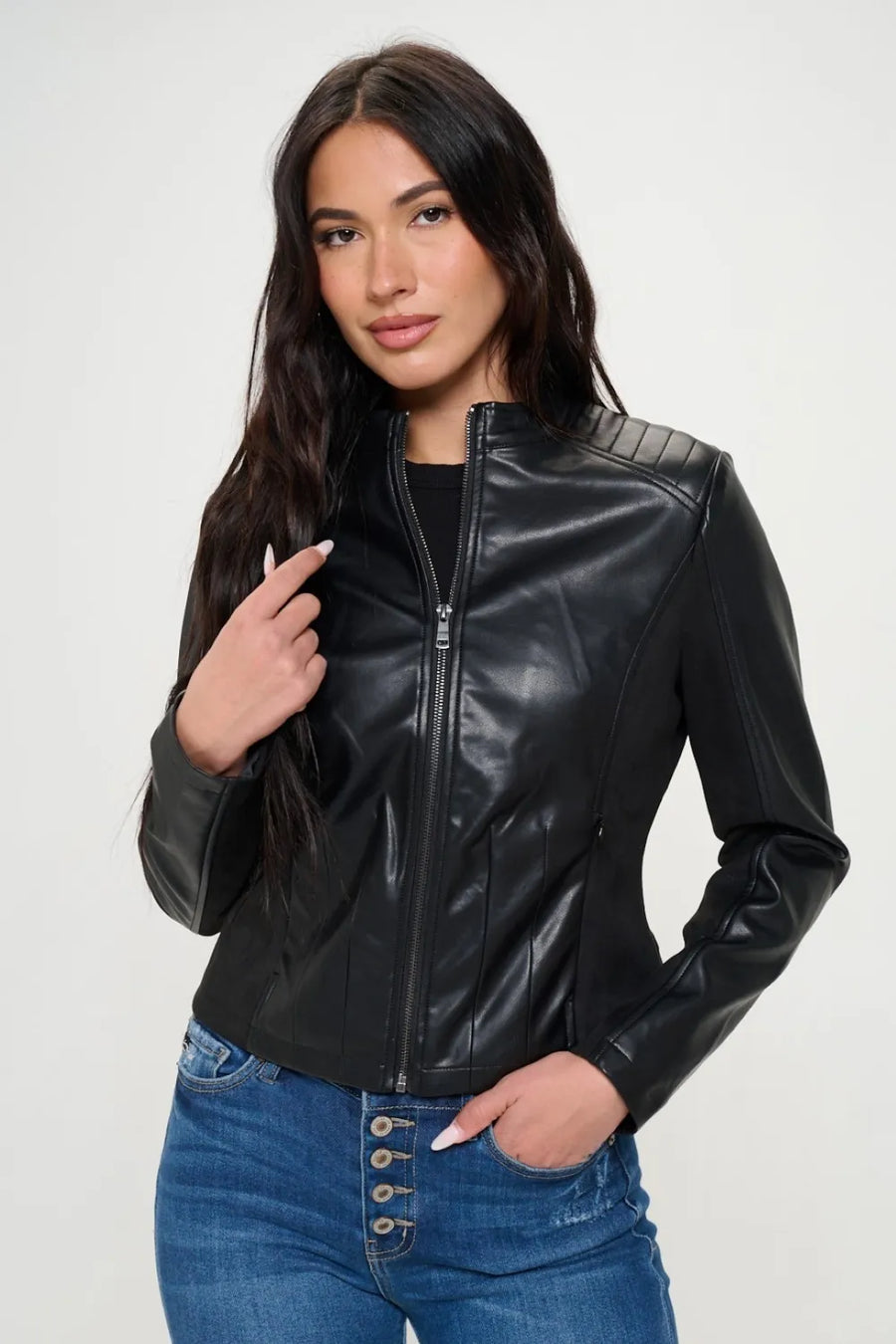 Nova Saint-Clair — Coalition LA Zip Up Vegan Moto Jacket