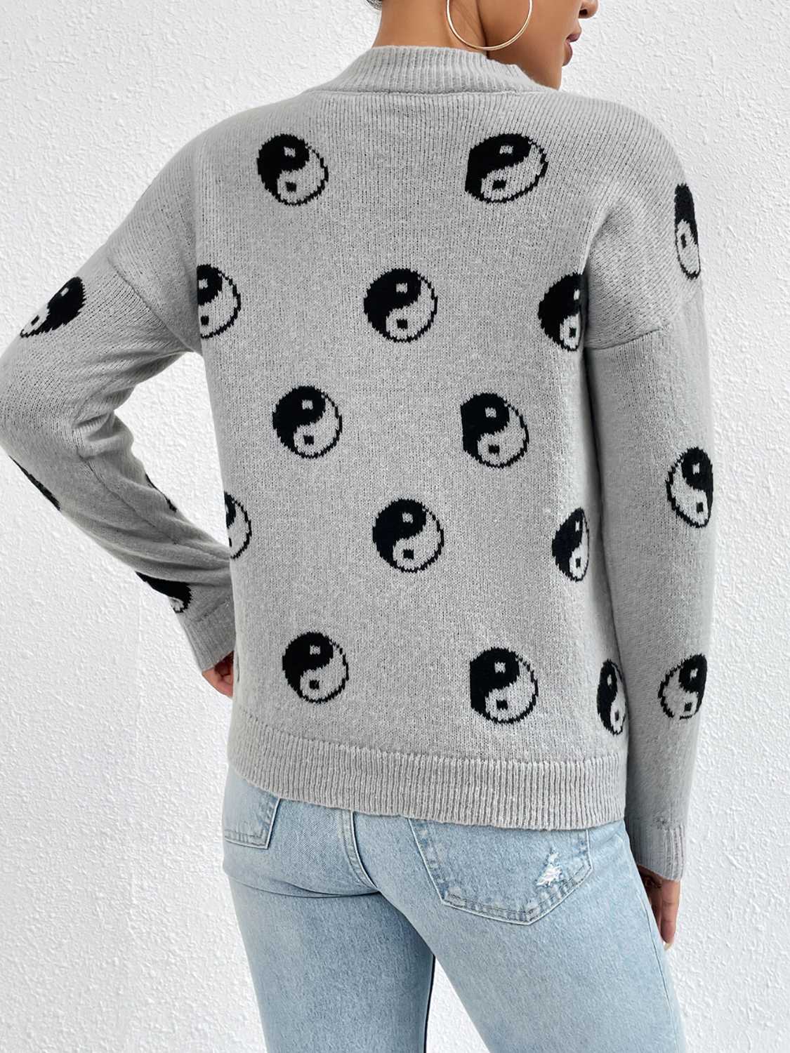 Ocean Delacroix — Patterned Drop Shoulder Sweater, alternate view 6