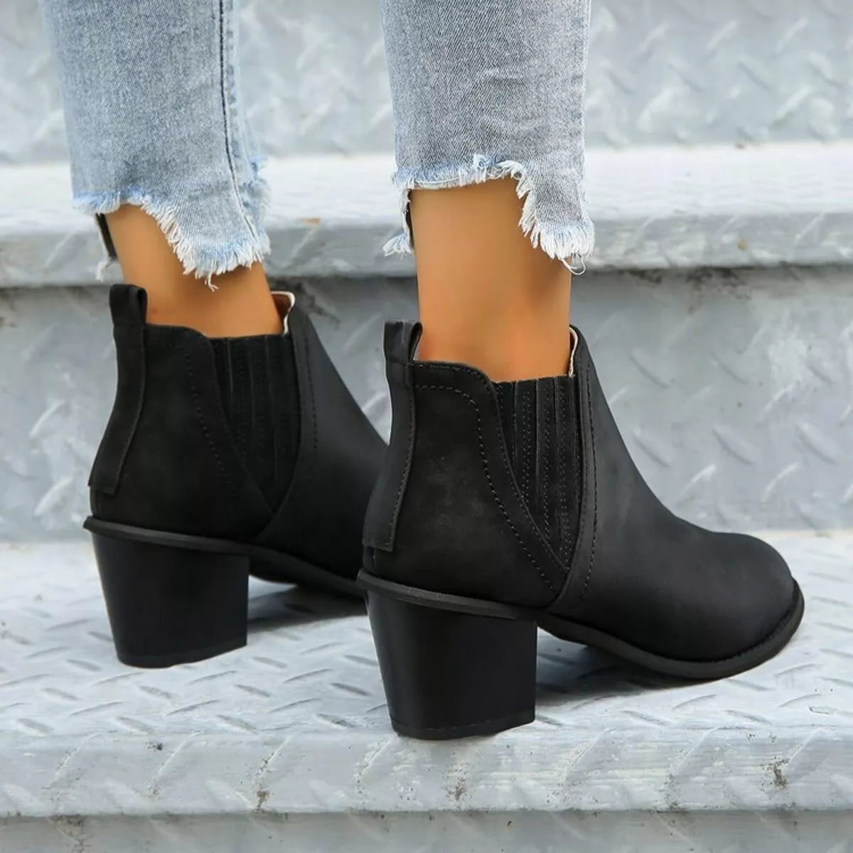 Gray Venturi — Point Toe Block Heels Boots Fashion Footwear, alternate view 2