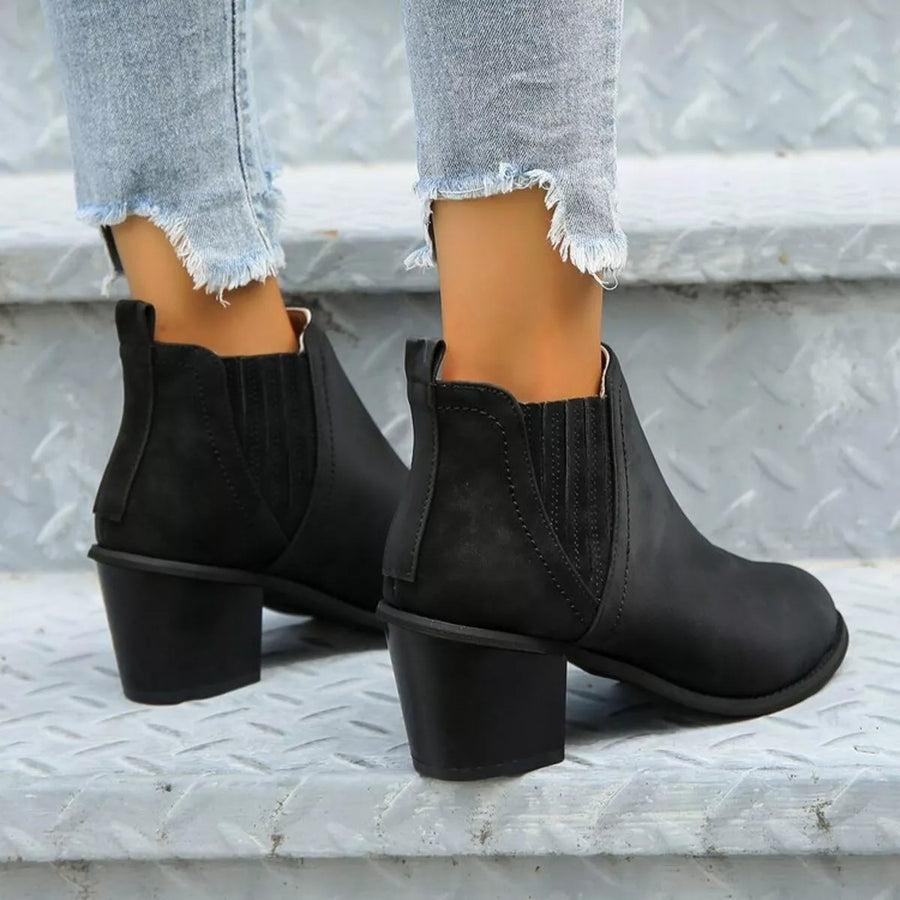 Gray Venturi — Point Toe Block Heels Boots Fashion Footwear, alternate view 2