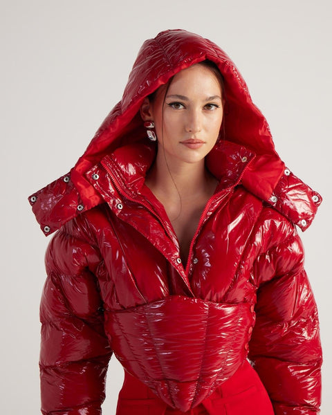 Aida Red Puffer Hooded Jacket